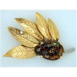 14K Natural Black Opal Matrix  and Diamond #1106578