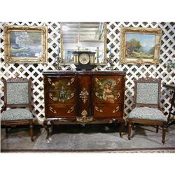 ORNATE MARBLE TOP CONSOLE CREDENZA  #1106596