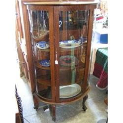CURVED GLASS OAK CABINET 5 SHELVES #1106636