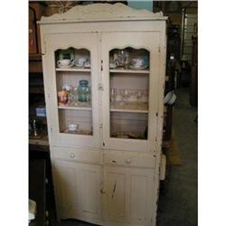 PRIMITIVE KITCHEN HUTCH, NICE RUSTIC CABINET #1106639