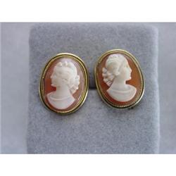 Victorian Deco Shell Cameo Earrings #1153137