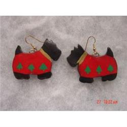 BAKELITE CELLULOID SCOTTIE Dog Earrings Pierced#1153152