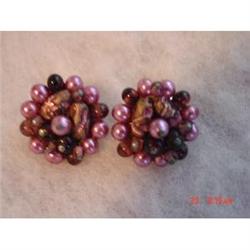 Japan Purple Fushia Glass Earrings Lampworked#1153154