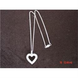 Vintage Clear Rhinestone Heart Pendant Necklace#1153164