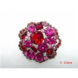 1950s WEISS RED Rhinestone  Brooch AWSUM! #1153244