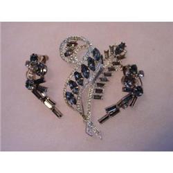 3 Piece Gray Rhinestone Demi-parure  Brooch#1153257