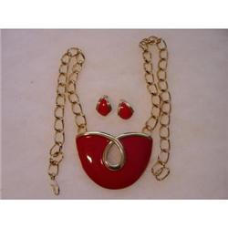 Red Enamel Monet Demi-Parure #1153258