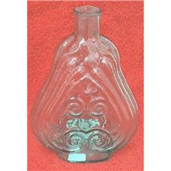 HISTORICAL AQUA SCROLL PINT FLASK 1840-1860 #1155639