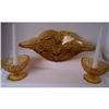 Image 1 : Tiara Amber Color Console Bowl & Candle Holders#1155919