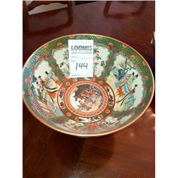 HAND PAINTED ASIAN  BOWL ON PEDESTAL, WITH MARKING ON BASE