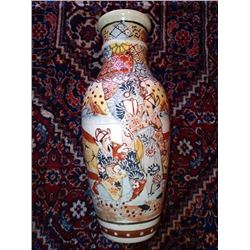 HAND PAINTED ASIAN  VASE, SIGNED