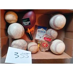 Lot of Baseballs and Softballs, Vintage Tap Handles