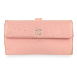 Chanel Pink Camellia Leather Wallet