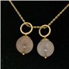 Image 2 : 14K Yellow Gold Double 10mm Pink Rose Quartz Bead Pendant & 16" Cable Link Chain