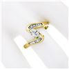Image 3 : 14kt Yellow Gold 0.70 ctw Marquise Diamond Solitaire Bypass Ring w/ Baguette Acc
