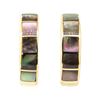 Image 1 : Inlaid Black Mother of Pearl J-Style Earrings - 14KT Yellow Gold