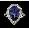 Image 2 : 6.87 ctw Tanzanite and Diamond Ring - 14KT White Gold