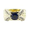 Image 2 : 1.41 ctw Round Brilliant Blue Sapphire And Diamond Ring - 18KT Yellow And White