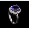 Image 4 : 5.18 ctw Tanzanite and Diamond Ring - 14KT White Gold