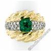 Image 2 : Vintage 18kt Gold 2.29 ctw GIA Certified Colombian Emerald and Diamond Cocktail