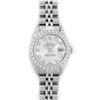 Image 2 : Rolex Ladies Stainless Steel Silver Diamond 18K Gold Bezel Datejust Wristwatch