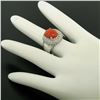 Image 8 : 14kt White Gold Oval Cabochon Red Coral Ring w/ 2.10 ctw Diamond Halo