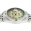 Image 7 : Rolex Mens Stainless Steel Yellow MOP & Emerald Datejust Wristwatch
