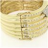 Image 5 : 14k Two Tone Gold Ribbed 6.25" 12 ctw Diamond Wide Bangle Cuff Bracelet