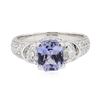 Image 2 : 3.20 ctw Sapphire and Diamond Ring - 18KT White Gold