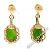 Image 6 : Vintage 14kt Yellow Gold Oval Green Jade Non Pierced Earrings