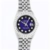 Image 2 : Rolex Mens Stainless Steel Blue Vignette 3 ctw Diamond Datejust Wristwatch With