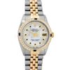 Image 2 : Rolex Mens 2 Tone 14K Mother Of Pearl Diamond & Sapphire Datejust Wristwatch