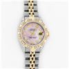 Image 2 : Rolex Ladies 2 Tone Yellow Gold Pink MOP Diamond Lugs & Pyramid Datejust Wriswat