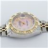 Image 5 : Rolex Ladies 2 Tone Yellow Gold Pink MOP Diamond Lugs & Pyramid Datejust Wriswat