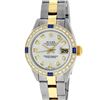 Image 2 : Rolex Ladies 2 Tone Yellow Gold 18K Gold Bezel Silver Diamond & Sapphire Datejus