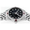 Image 7 : Rolex Mens Stainless Steel Black Diamond Lugs & Ruby Datejust Wristwatch
