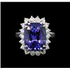 Image 2 : 14KT White Gold 8.25 ctw Tanzanite and Diamond Ring