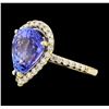 Image 1 : 4.01 ctw Tanzanite and Diamond Ring - 14KT Yellow Gold