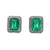 Image 1 : 3.38 ctw Emerald and Diamond Earrings - 14KT White Gold