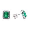 Image 2 : 3.38 ctw Emerald and Diamond Earrings - 14KT White Gold