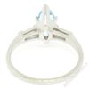 Image 8 : Vintage 14kt White Gold 1.20 ctw Marquise Aquamarine and Baguette Diamond Ring