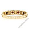 Image 5 : Vintage 14kt Yellow Gold 4.50 ctw Garnet Etched Open Wide Bangle Bracelet