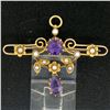 Image 3 : Victorian 15kt Yellow Gold Old Cut Amethyst and Seed Pearl Brooch or Pendant