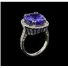 Image 4 : 10.35 ctw Tanzanite and Diamond Ring - 14KT White Gold
