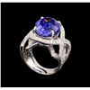 Image 4 : 12.92 ctw Tanzanite and Diamond Ring - 14KT White Gold
