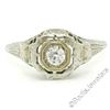 Image 1 : Antique Art Deco 18kt White Gold 0.35 ctw European Diamond Solitaire Filigree En