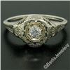 Image 4 : Antique Art Deco 18kt White Gold 0.35 ctw European Diamond Solitaire Filigree En
