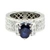 Image 2 : 3.31 ctw Round Brilliant Blue Sapphire And Diamond Ring - 14KT White Gold