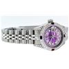 Image 3 : Rolex Ladies Stainless Steel Quickset Purple MOP Diamond Lugs Datejust Wristwatc