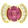 Image 1 : 18K Yellow Gold 6.54 ctw Oval Pink Tourmaline & Round Diamond Cocktail Ring